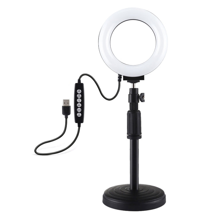 PULUZ 4,7 pollici 12 cm Anello luminoso con superficie curva + Base rotonda Supporto da tavolo USB 10 modalità 8 colori RGBW Dimmerabile Anello LED Selfie Beauty Vlogging Fotografia Luci video con testa a sfera per treppiede con slitta fredda