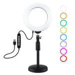 Anello LED RGBW 6,2" USB con base rotonda e testa a sfera