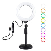 Anello LED RGBW 6,2" USB con base rotonda e testa a sfera