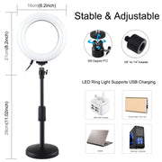 Anello LED RGBW 6,2" USB con base rotonda e testa a sfera