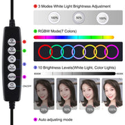 Anello LED RGBW 6,2" USB con base rotonda e testa a sfera