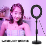 Anello LED RGBW 6,2" USB con base rotonda e testa a sfera