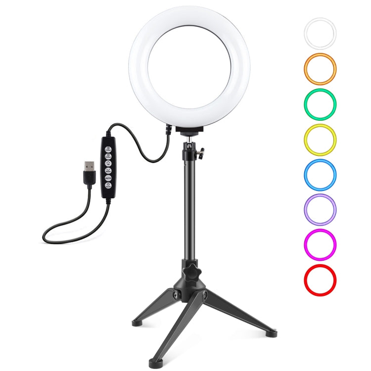 Anello LED RGBW 6,2" USB con supporto treppiede da tavolo