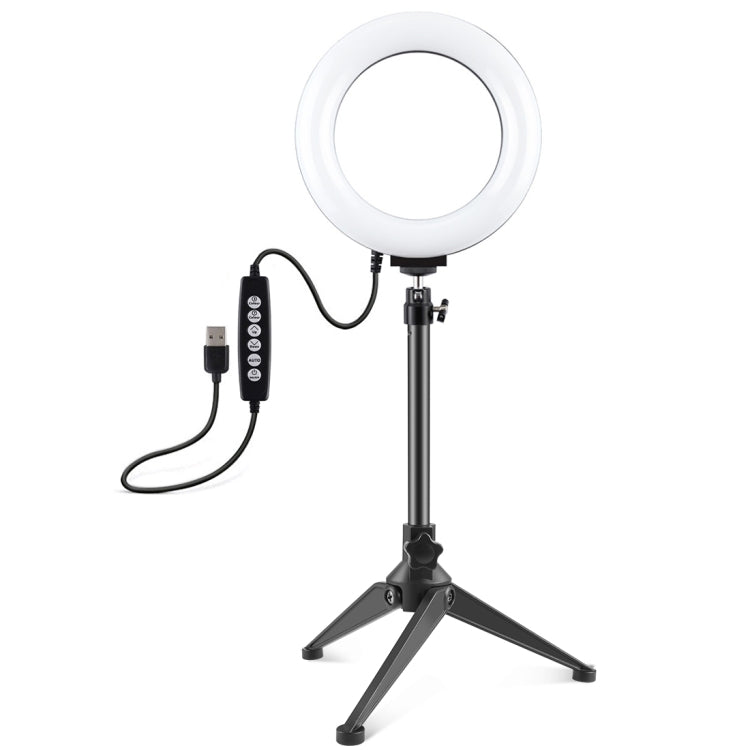 PULUZ 6,2 pollici 16 cm USB 10 modalità 8 colori RGBW dimmerabile anello LED Vlogging fotografia luci video + supporto per treppiede da tavolo con testa a sfera per treppiede con slitta fredda, 6.2 inch RGBW+Tripod Mount