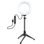 Anello LED RGBW 6,2" USB con supporto treppiede da tavolo