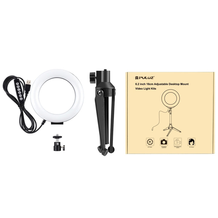 Anello LED RGBW 6,2" USB con supporto treppiede da tavolo