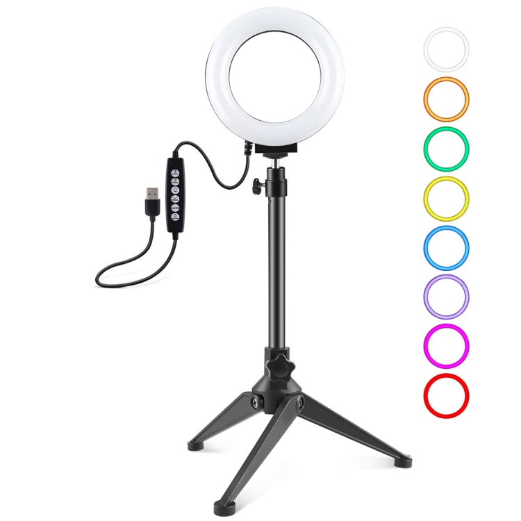 Anello LED RGBW 4,7" USB con supporto treppiede da tavolo