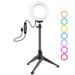 Anello LED RGBW 4,7" USB con supporto treppiede da tavolo