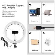 Luce ad anello LED RGBW 10,2" con supporto treppiede USB