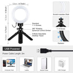 Anello LED dimmerabile 4,7" USB con treppiede tascabile