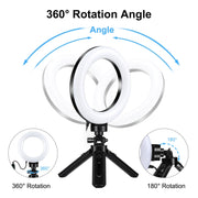 Anello LED dimmerabile 4,7" USB con treppiede tascabile