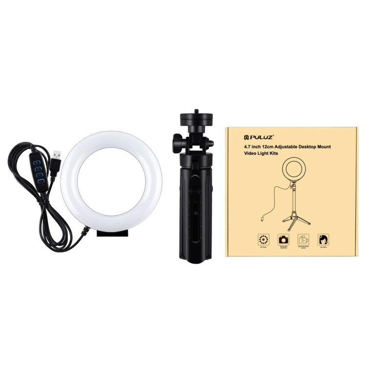 Anello LED dimmerabile 4,7" USB con treppiede tascabile