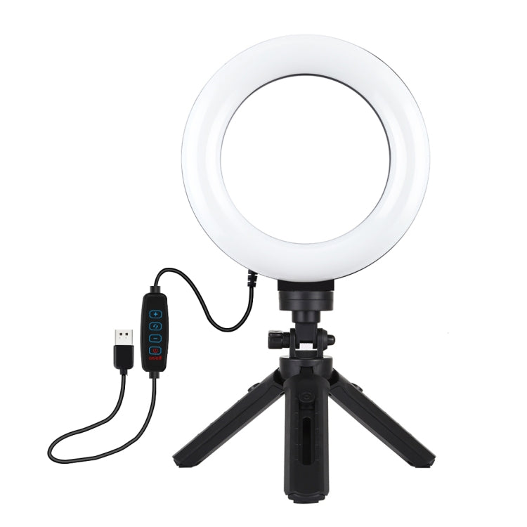 PULUZ 6,2 pollici 16 cm USB 3 modalità dimmerabile anello LED Vlogging fotografia luci video + kit di montaggio per treppiede tascabile con testa a sfera per treppiede con slitta fredda, 6.2 inch Light+Pocket Tripod