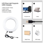 Luce ad anello LED 6,2" USB dimmerabile con treppiede