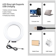 Luce ad anello LED 6,2" USB dimmerabile con kit treppiede