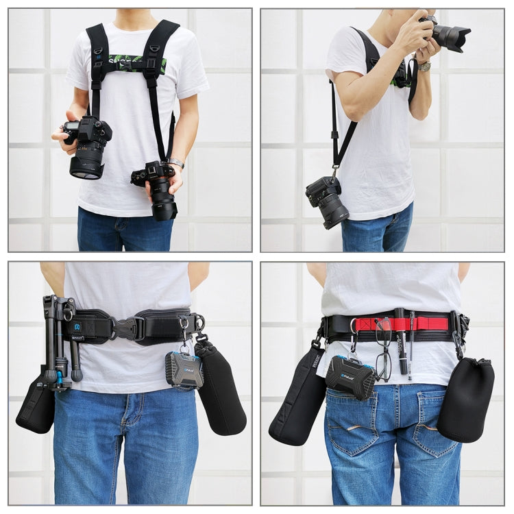 PULUZ 2 in 1 Pacchetto Multifunzionale Cintura in Vita + Kit Doppia Tracolla con Gancio per Fotocamere SLR/DSLR, 2 in 1 Kits