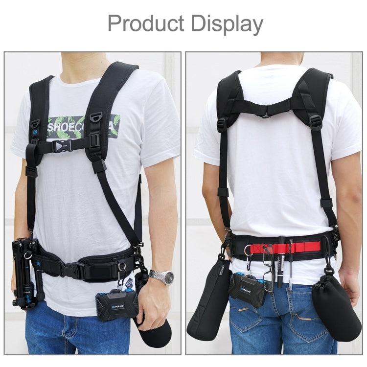 PULUZ 2 in 1 Pacchetto Multifunzionale Cintura in Vita + Kit Doppia Tracolla con Gancio per Fotocamere SLR/DSLR, 2 in 1 Kits