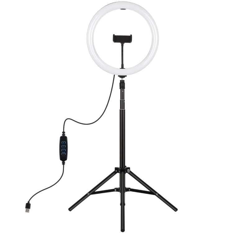 PULUZ 11,8 pollici 30 cm luce + 1,65 m supporto per treppiede superficie curva USB 3 modalità dimmerabile doppia temperatura colore anello LED Vlogging luce video kit di trasmissione dal vivo con morsetto per telefono, 11.8 inch+1.65m Tripod