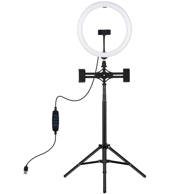 PULUZ 11,8 pollici 30 cm luce + treppiede da 1,65 m + supporto per doppio telefono superficie curva USB 3 modalità dimmerabile doppia temperatura colore anello LED Vlogging luce video kit di trasmissione dal vivo con morsetto per telefono