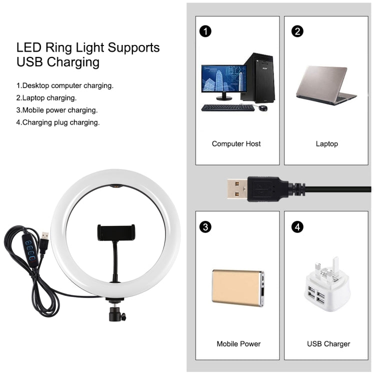 Luce da 10,2 pollici + supporto per treppiede da 1,65 m + staffe per doppio telefono