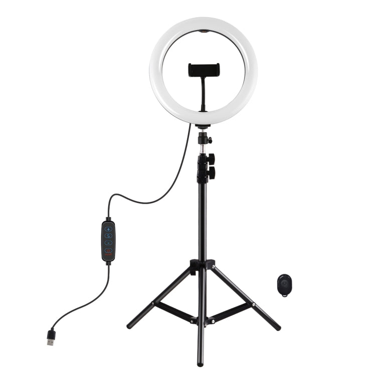 PULUZ 10,2 pollici 26 cm Anello luminoso + 1,1 m Supporto per treppiede USB 3 modalità Dimmerabile Doppia temperatura colore LED Luce diffusa curva Vlogging Selfie Fotografia Luci video con morsetto per telefono e telecomando per selfie