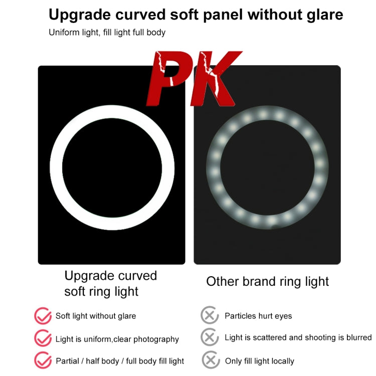 Luce da 10,2 pollici + treppiede da 1,1 m + staffe per doppio telefono