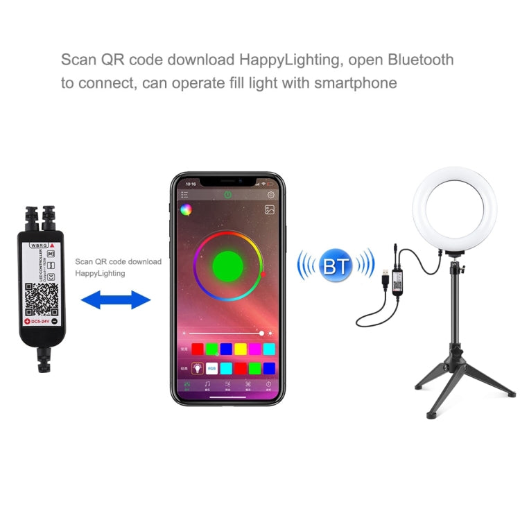 Luce anello LED RGBW 6,2" con treppiede e telecomando