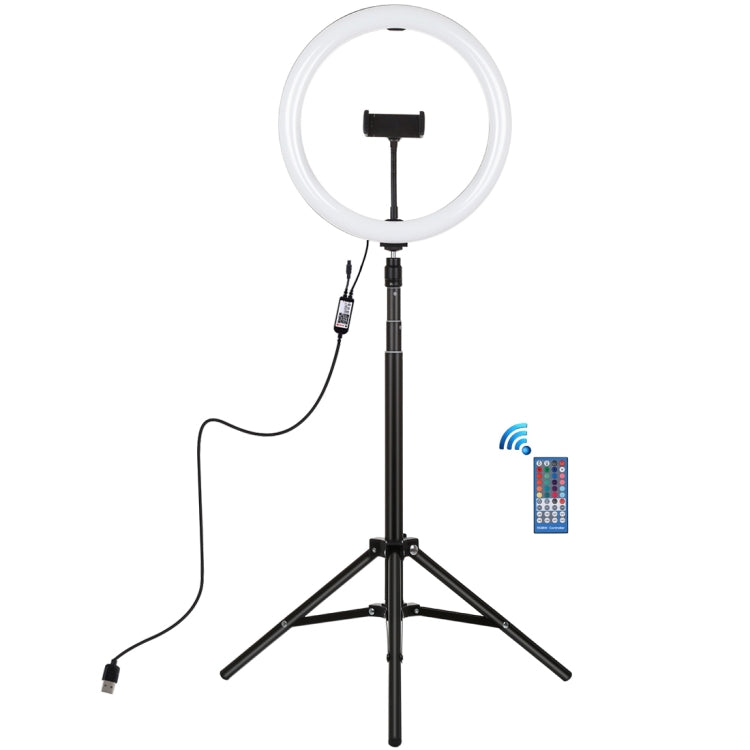 PULUZ 11,8 pollici 30 cm RGBW Luce + 1,65 m Superficie curva RGBW Dimmerabile Anello LED Selfie Vlogging Luce Kit di trasmissione dal vivo con adattatore per treppiede con slitta fredda e morsetto per telefono e telecomando, 11.8 inch RGBW+1.65m Tripod