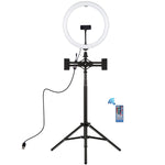 Luce LED RGBW 11,8" con treppiede 1,65 m e staffe doppio telefono
