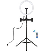 Luce RGBW 11,8" con treppiede 1,65 m e staffe doppio telefono