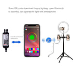 Luce LED RGBW 11,8" con treppiede 1,65 m e staffe doppio telefono
