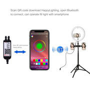 Luce RGBW 11,8" con treppiede 1,65 m e staffe doppio telefono