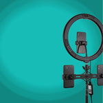 Luce LED RGBW 11,8" con treppiede 1,65 m e staffe doppio telefono