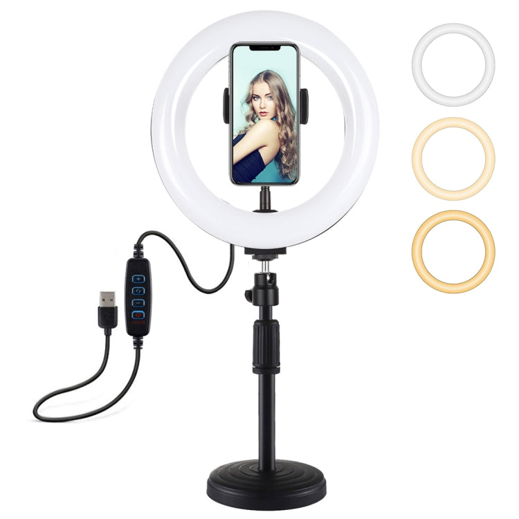 Luce anello LED 7,9" con base rotonda e morsetto USB