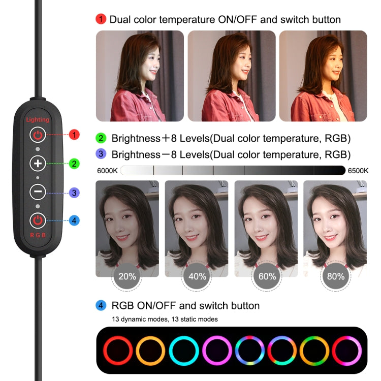 Luce LED RGBWW PULUZ 26 cm con treppiede da tavolo