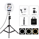 Luce anello LED 7,9" con treppiede 1,1m e morsetto USB