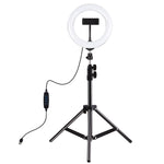 Luce anello LED 7,9" con treppiede 1,1m e morsetto USB
