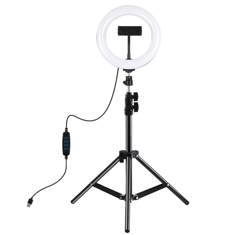 PULUZ 7,9 pollici 20 cm Luce + 1,1 m Supporto per treppiede USB 3 modalità Dimmerabile Doppia temperatura colore LED Anello luminoso curvo Vlogging Selfie Fotografia Luci video con morsetto per telefono, 7.9 inch Light+ 1.1m Tripod