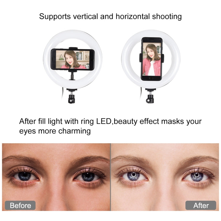 Luce anello LED 7,9" con treppiede 1,1m e morsetto USB