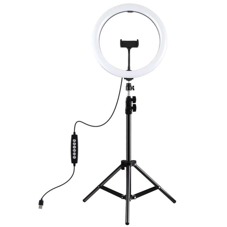 PULUZ 11,8 pollici 30 cm luce + 1,1 m supporto per treppiede superficie curva RGBW dimmerabile anello LED Vlogging fotografia luci video kit di trasmissione dal vivo con testa a sfera per treppiede e morsetto per telefono, 11.8 inch + 1.1m Tripod