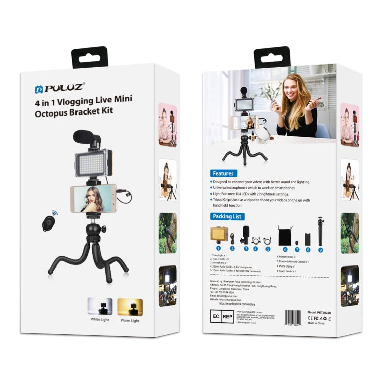 Puluz Kit 4 in 1 Vlogging con Treppiede e Microfono