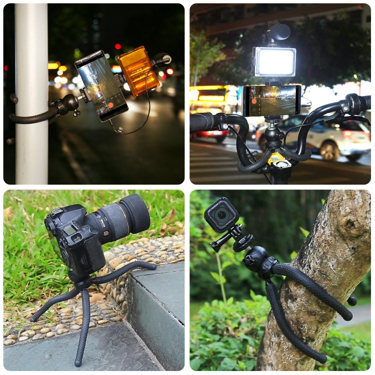 PULUZ 4 in 1 Vlogging Live Mini Octopus Staffa Kit + Luce da studio + Microfono + Kit di morsetti per telefono, 4 in 1 Tripod