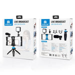 PULUZ 4 in 1 Vlogging Live Broadcast LED Selfie Fill Light Kit di attrezzatura video per smartphone con microfono + supporto per treppiede + testa per treppiede con slitta fredda per iPhone, Galaxy, Huawei, Xiaomi, HTC, LG, Google e altri smartphone   ...