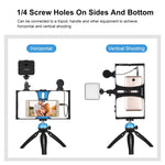 PULUZ 4 in 1 Vlogging Live Broadcast LED Selfie Fill Light Kit di attrezzatura video per smartphone con microfono + supporto per treppiede + testa per treppiede con slitta fredda per iPhone, Galaxy, Huawei, Xiaomi, HTC, LG, Google e altri smartphone   ...