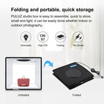 PULUZ 25 cm pieghevole portatile anello ad alto CRI LED illuminazione fotografica tenda da studio + pannello lampada a luce senza ombre con fondali a 12 colori, dimensioni: 25 cm x 25 cm x 25 cm, 25cm High CRI Box + Shadowless Light                    ...