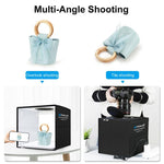 PULUZ 25 cm pieghevole portatile anello ad alto CRI LED illuminazione fotografica tenda da studio + pannello lampada a luce senza ombre con fondali a 12 colori, dimensioni: 25 cm x 25 cm x 25 cm, 25cm High CRI Box + Shadowless Light                    ...
