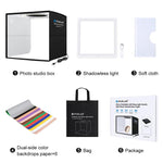 PULUZ 25 cm pieghevole portatile anello ad alto CRI LED illuminazione fotografica tenda da studio + pannello lampada a luce senza ombre con fondali a 12 colori, dimensioni: 25 cm x 25 cm x 25 cm, 25cm High CRI Box + Shadowless Light                    ...