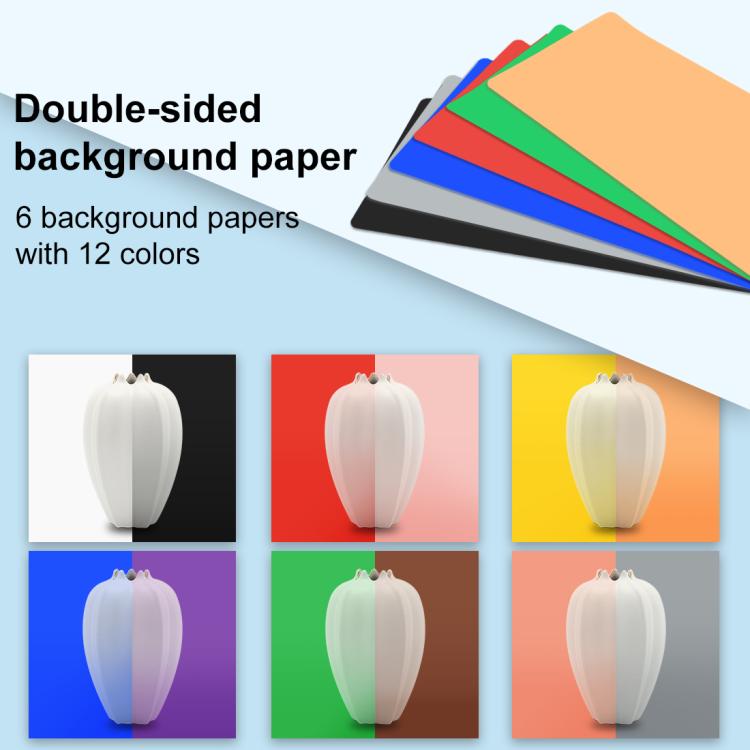 PULUZ 25 cm pieghevole portatile anello ad alto CRI LED illuminazione fotografica tenda da studio + pannello lampada a luce senza ombre con fondali a 12 colori, dimensioni: 25 cm x 25 cm x 25 cm, 25cm High CRI Box + Shadowless Light                    ...