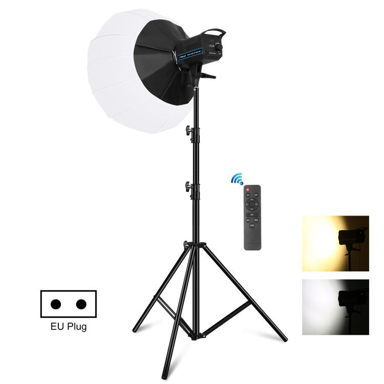 PULUZ 220V 150W 3200K-5600K Luce video da studio + supporto luce da 2,8 m + kit fotografico Softbox lanterna pieghevole da 65 cm, 120W 2700K-6500K Light 2.8m Light Holder Kit AU Plug, 120W 2700K-6500K Light 2.8m Light Holder Kit EU Plug                ...