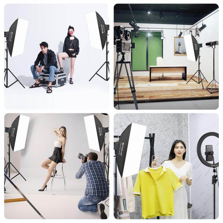 PULUZ 150W 3200K-5600K Kit luce stroboscopica per studio fotografico con riflettore Softbox e treppiede, Rectangle 120W 2700K-6500K Light Kit AU Plug, Rectangle 120W 2700K-6500K Light Kit EU Plug, Rectangle 120W 2700K-6500K Light Kit UK Plug           ...